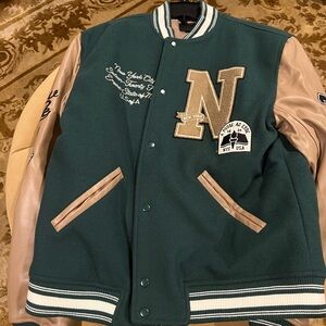 Cotton On Varsity Jacket in Green and Tan